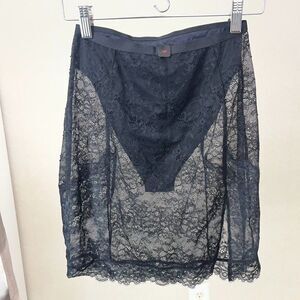 La Senza Black Sheer Lace Built In Panty Lingerie Skirt Womens Size S NWOT